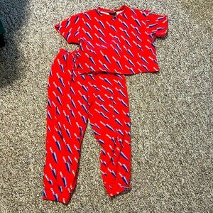 Nooworks knives print set. Crop top and joggers size M